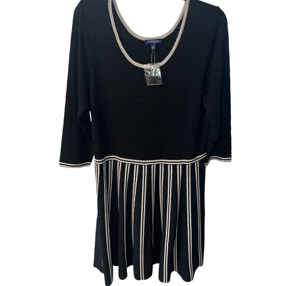 Chadwicks of Boston Dress Womens XL Black &White Fit Flare Knit Minimalist - Picture 1 of 7